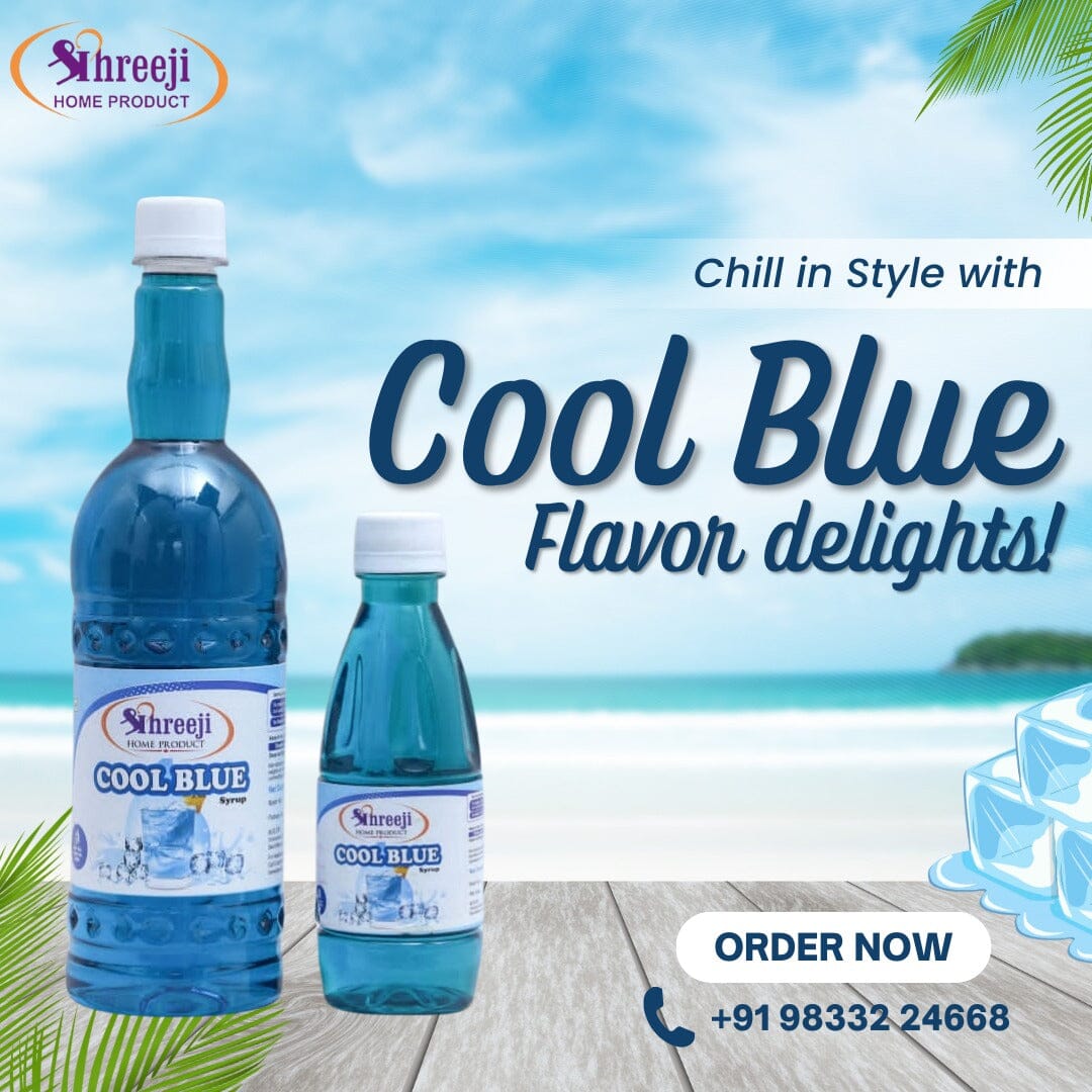 Shreeji Cool Blue Lagoon / Blue Curacao Syrup Mix with Water / Soda for Making Juice / Cocktail / Mocktail 750 ml Syrup Shreeji