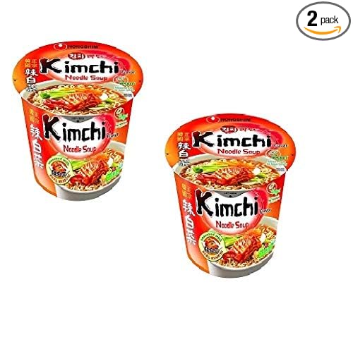 Nongshim Shin Ramyun Vegetarian Kimchi Instant Noodles Cup 75Gm*2Pack (Pack Of 2)