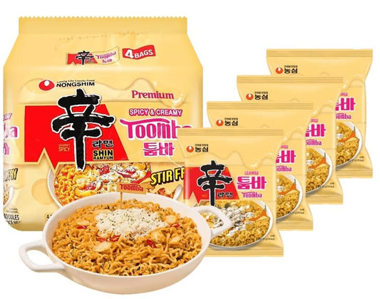 Nongshim Shin Ramyun Stir fry Toomba Noodles - Spicy & Creamy Flavour - Pack of 5 (137g Each) | Total 685g