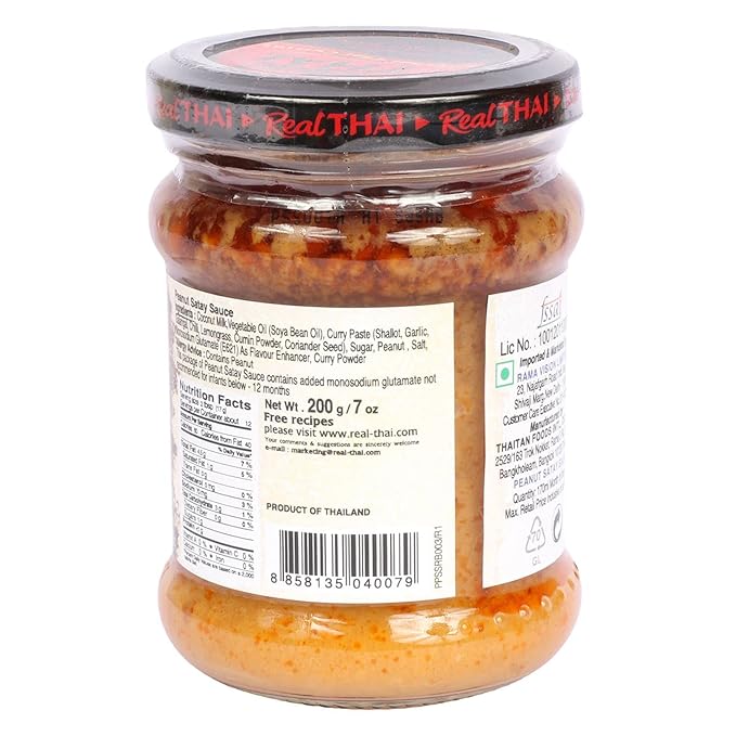 Real THAI Original Thai Cuisine Peanut Satay Sauce, 5.75 oz / 170 ml