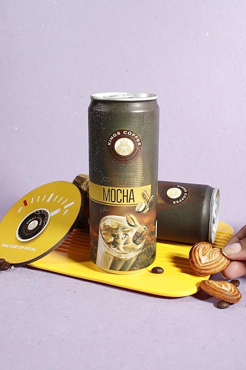 Kings Coffee Premium Cold Coffee || Mocha Coffee Cold Brew Can || 280 ml X 1 Instant Coffee Premix || Ready to Drink Premix Coffee || Made of 100% Arabica Coffee Seeds