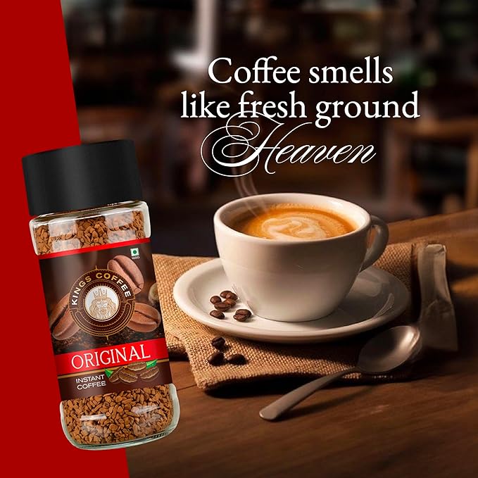 Kings Coffee Instant Coffee | Medium Roast |Original| Pure Columbian Arabica Beans |Freeze-Dried | No Chicory | 100 gm