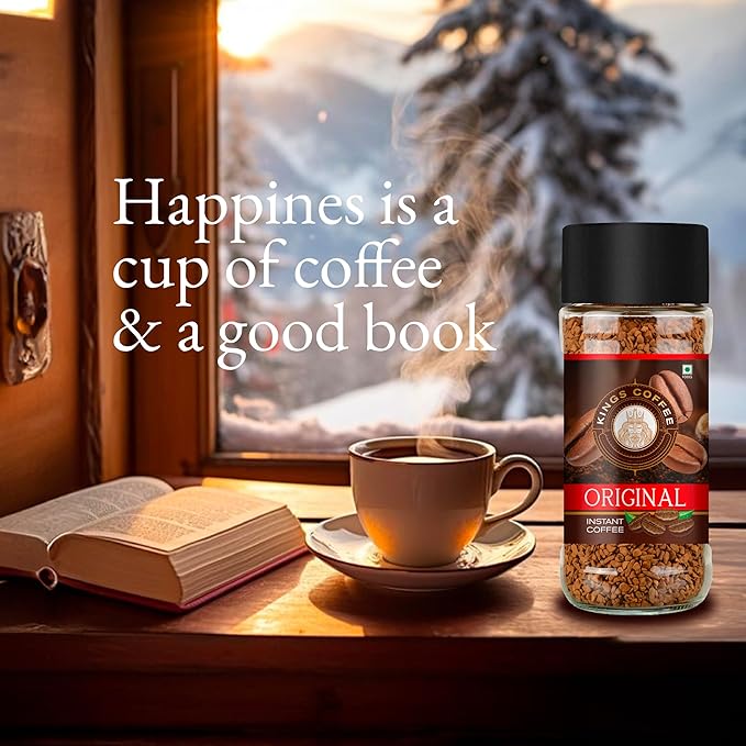 Kings Coffee Instant Coffee | Medium Roast |Original| Pure Columbian Arabica Beans |Freeze-Dried | No Chicory | 100 gm