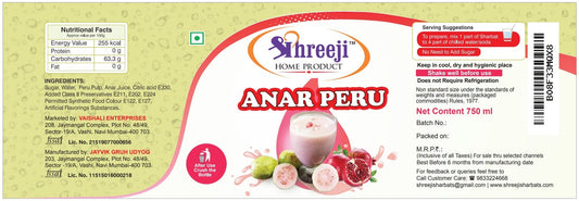 Shreeji Anar Peru Syrup Mix With Water / Soda For Making Juice 750 ml Syrup Shreeji