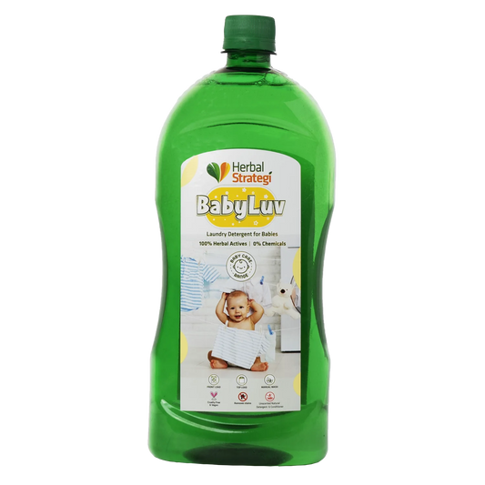 Herbal Strategi Natural Fabric Wash for Baby | Liquid Detergent for Top Load & Front Load Washing Machine | Suitable For All Fabrics | 1 Litre Detergent Herbal Strategi