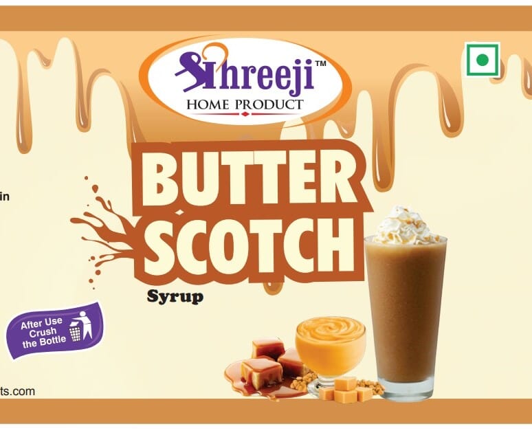 Shreeji Butter Scotch Syrup Mix with Milk for Making Juice 750 ml Syrup Shreeji