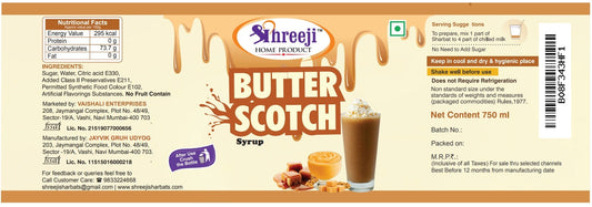 Shreeji Butter Scotch Syrup Mix with Milk for Making Juice 750 ml Syrup Shreeji