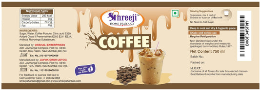 Shreeji Coffe Syrup Mix with Milk for Making Juice 750 ml Syrup Shreeji