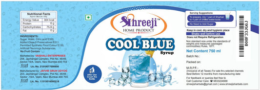 Shreeji Cool Blue Lagoon / Blue Curacao Syrup Mix with Water / Soda for Making Juice / Cocktail / Mocktail 750 ml Syrup Shreeji