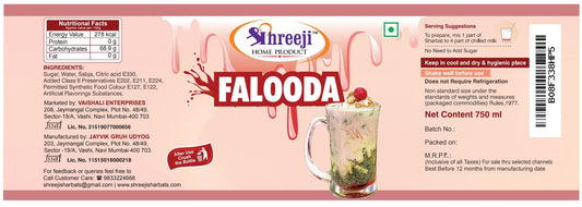 Shreeji Falooda Syrup Mix with Milk for Making Juice 750 ml Syrup Shreeji