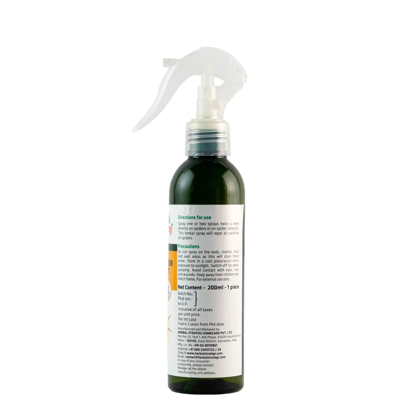 Herbal Strategi Spider Repellent Spray 200 ML | 100% herbal, biodegradable | Repel all variaties of Spirders | No side effects, cruelty-free, and vegan Repellent Herbal Strategi