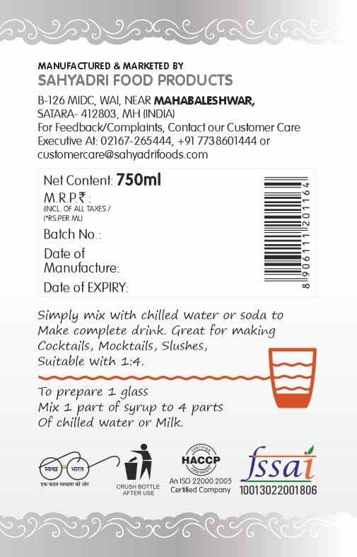 Frujoy Kesar Elaichi Syrup 750ml | For Fruit Mocktail | Cocktail | Gulab Sharbat | Falooda | RoseMilk | Baking Essentials Crush Frujoy