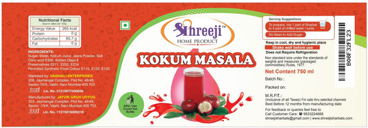 Shreeji Kokam Masala Syrup Mix with Water / Soda for Making Juice 750 ml Syrup Shreeji