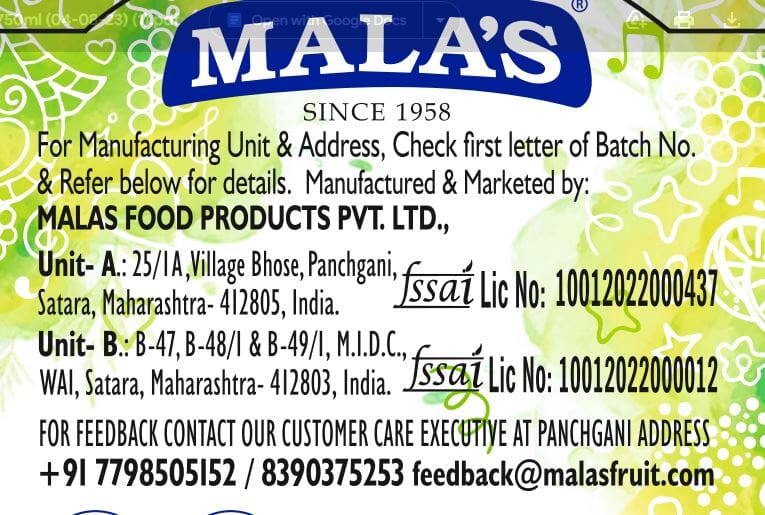 Mala's Mango Crush 750ML Crush Mala's