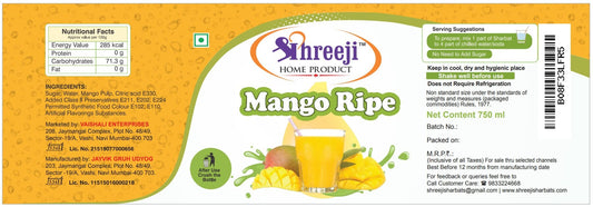 Shreeji Mango Ripe Syrup Mix with Water / Soda for Making Juice 750 ml Syrup Shreeji