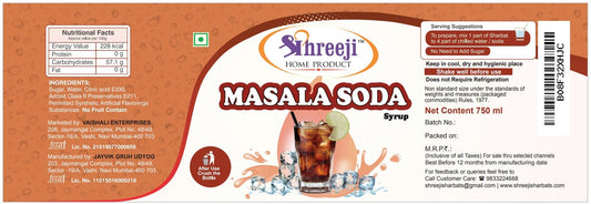 Shreeji Masala Soda Syrup Mix with Water / Soda for Making Juice 750 ml Syrup Shreeji