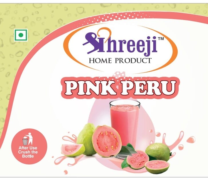 Shreeji Pink Peru Syrup Mix With Water / Soda For Making Juice 750 ml Syrup Shreeji