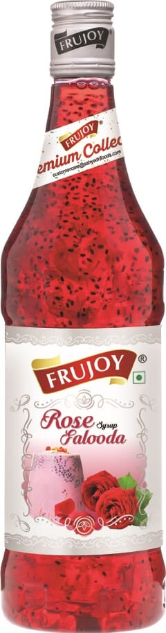 Frujoy Rose Falooda Syrup 750ml | For Drinks Juices | Fruit Mocktail | Cocktail | Gulab Sharbat | Faluda | RoseMilk | Baking Essentials Crush Frujoy