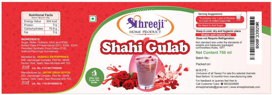 Shreeji Shahi Gulab Syrup Mix with Milk for Making Juice 750 ml Syrup Shreeji