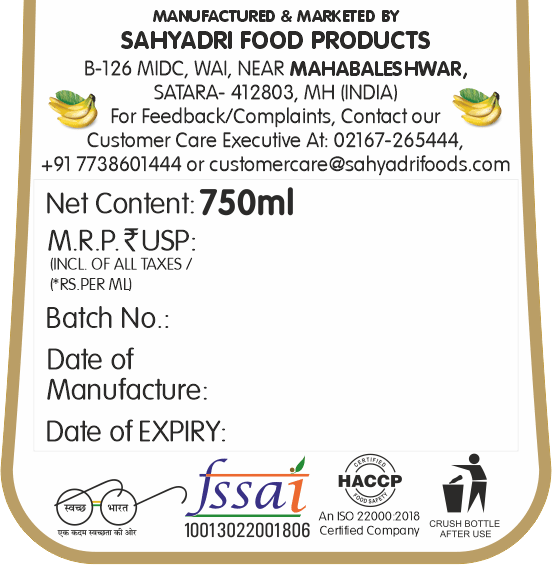 Frujoy Banana Crush 750ml | For Fruit Mocktail | Cocktail | Cake | Baking Essentials | Juices | Beverages Crush Frujoy