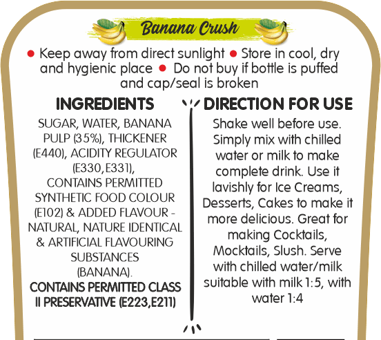Frujoy Banana Crush 750ml | For Fruit Mocktail | Cocktail | Cake | Baking Essentials | Juices | Beverages Crush Frujoy