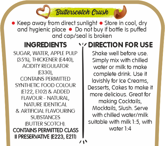 Frujoy Butter Scotch Crush 750ml | For Fruit Mocktail | Cocktail | Cake | Baking Essentials | Juices | Beverages Crush Frujoy