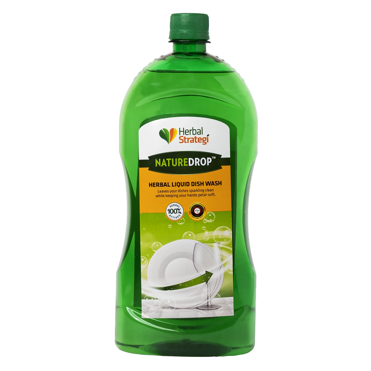 Herbal Strategi Nature Drop Liquid Dish Wash Refill| Anti-microbial & Acid-Free | Made with Fragrant Lemon Oils | Skin Safe | 1L Cleaner Herbal Strategi