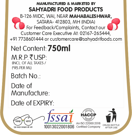 Frujoy Litchi Crush 750ml | For Fruit Mocktail | Cocktail | Cake | Baking Essentials | Juices | Beverages Crush Frujoy
