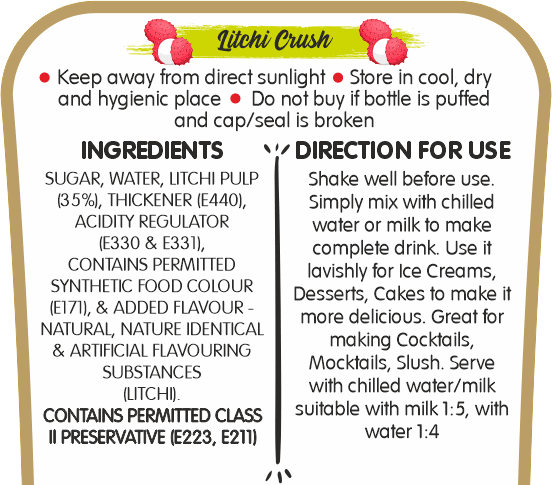Frujoy Litchi Crush 750ml | For Fruit Mocktail | Cocktail | Cake | Baking Essentials | Juices | Beverages Crush Frujoy
