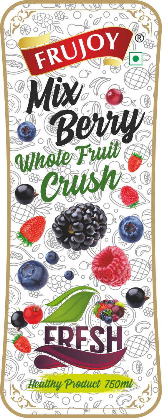 Frujoy Whole Mix Berry Crush Strawberry / Blueberry / Raspberry 750ml | High Fruit | For Fruit Mocktail | Cocktail | Milk Shake| Falooda | Baking Essentials Crush Frujoy