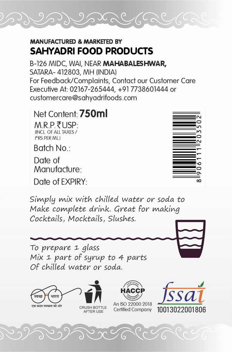 Frujoy Mulberry Syrup 750ml | For Drinks Juices | Fruit Mocktail | Cocktail | Sharbat | Baking Essentials | Beverages Crush Frujoy