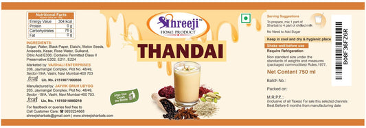 Shreeji Thandai Syrup Mix With Milk For Making Milkshake 750 ml Syrup Shreeji
