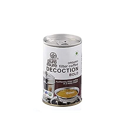 Pure & Sure Organic Coffee Decoction Bold | Filter Coffee Decoction Liquid | Pure & Sure Coffee Decoction Liquid 160 ml. Coffee Pure & Sure