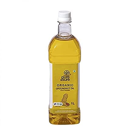 Pure & Sure Organic Groundnut Oil | Healthy Groundnut Oil for Cooking | No Trans Fats, Groundnut Oil 1 Litre