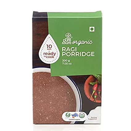 Pure & Sure Organic Ragi Porridge | Healthy Breakfast | Gluten Free Breakfast | Ready to Cook Ragi Breakfast | 200 gms
