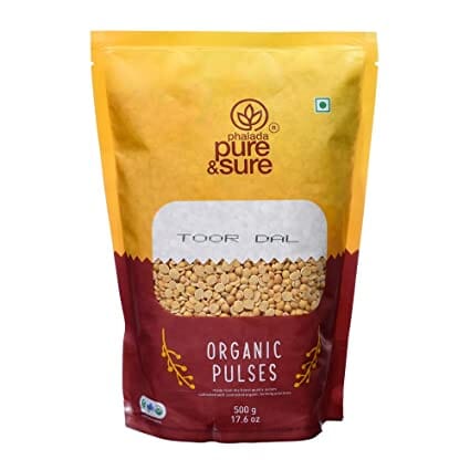 Pure & Sure Organic Toor Dal | Healthy & Wholesome Organic Pulses | Rich in Fibre, High Protein, Low Calories, No Preservatives | 500gm Grocery Pure & Sure