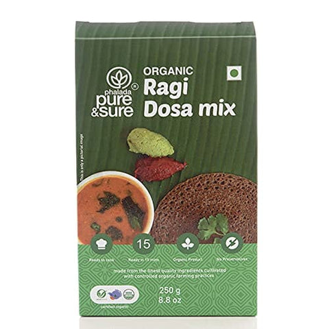 Pure & Sure Organic Ragi Dosa Instant Mix | Ready to Cook Meals | South Indian Ragi Dosa Mix, Delicious & Aromatic, 250g