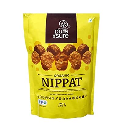 Pure & Sure Organic Nippattu Snack | Delicious South Indian Namkeen | Ready to Eat Snacks, Cholesterol Free, No Trans Fats, No Preservatives |Pack Of 1, 200gm Snacks Pure & Sure