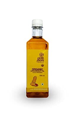 Pure & Sure Organic Groundnut Oil | Healthy Groundnut Oil for Cooking | No Trans Fats, Groundnut Oil 500ml oil Pure & Sure