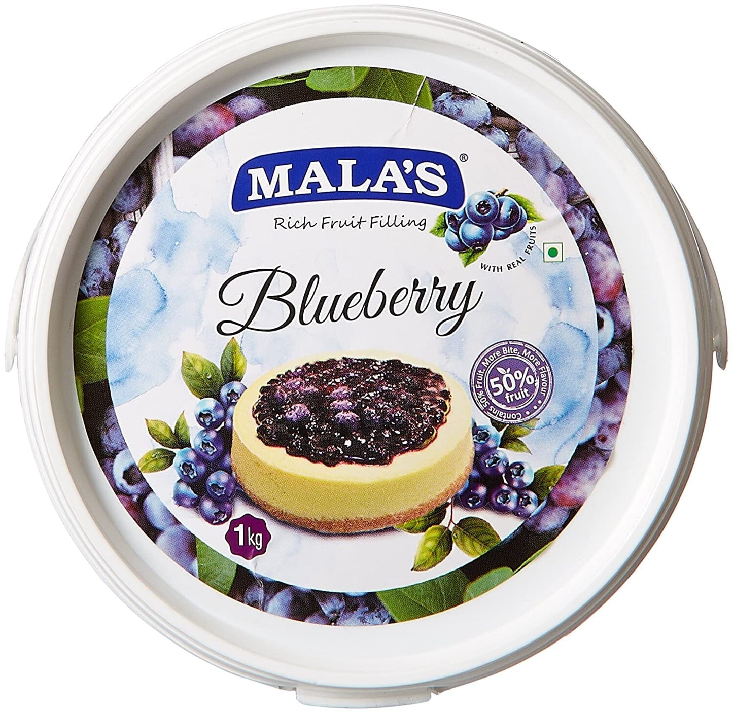 Mala's Blue Berry Fillings for Pie , Pastry & Cake 1 Kg Pet Tub FILLINGS Mala's