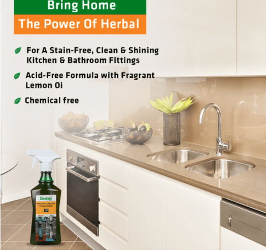 Herbal Strategi Bathroom and Kitchen Tap and Shower Fittings Cleaner 500ML Cleaner Herbal Strategi