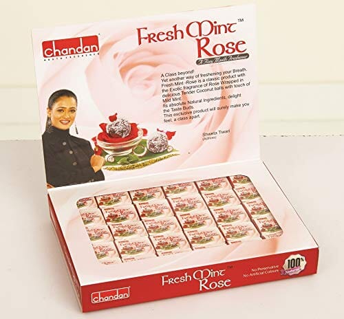 Chandan Mouth Freshener Fresh Mint Rose Pan 100% Natural | 30 Pieces | 180 grams | No Preservatives and No Artificial Colours