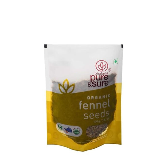 Phalada Pure & Sure Organic Fennel Seeds | Seeds Mix for Eating Organic Healthy Food | Certified Organic Fennel Seeds for Weight Loss | Omega 3, Non-GMO, No Trans Fats, No Preservatives | 100g Pure & Sure