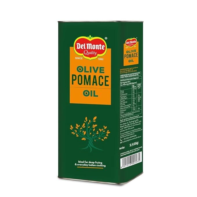 Del Monte Pomace Olive Oil, Ideal for Everyday Indian Cooking & Deep Frying, 5L TIN