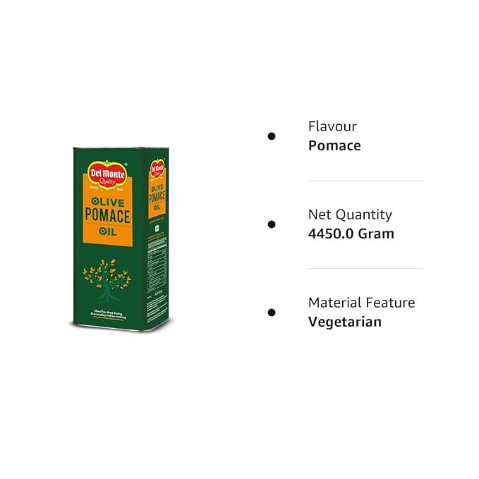 Del Monte Pomace Olive Oil, Ideal for Everyday Indian Cooking & Deep Frying, 5L TIN Delmonte
