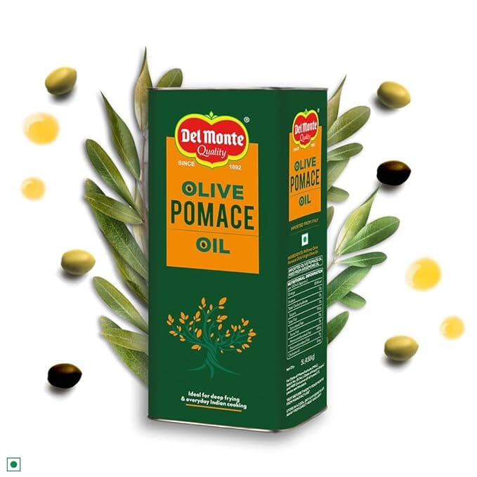 Del Monte Pomace Olive Oil, Ideal for Everyday Indian Cooking & Deep Frying, 5L TIN