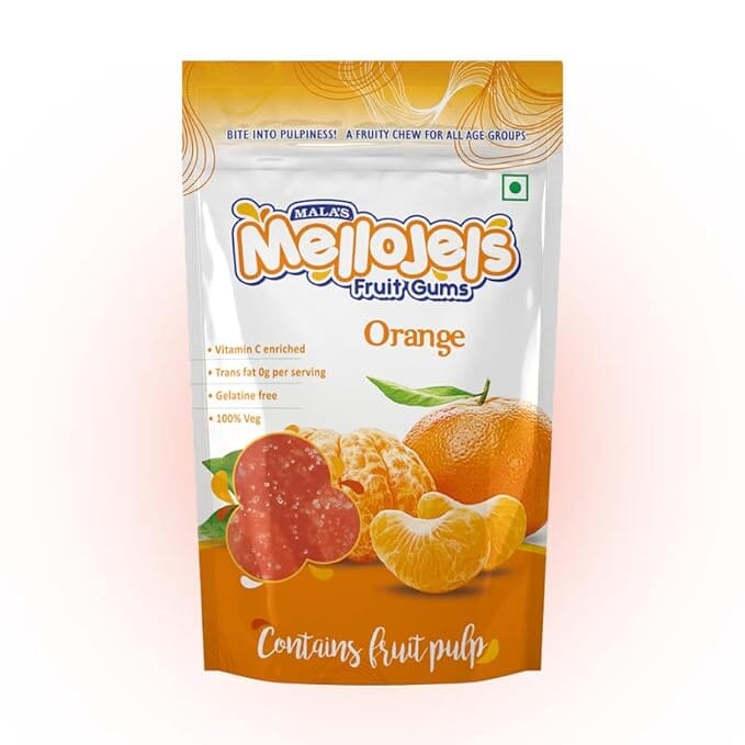 Malas Orange Mellojels Gums 150 gm Zip Pouch