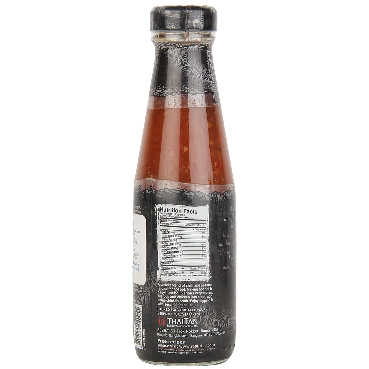 Real THAI Original Thai Cuisine Sesame Hot Sauce, 6.76 fl oz ℮ 200 ml