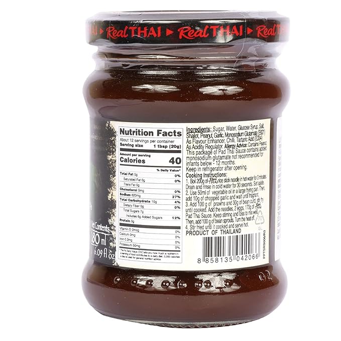 Real THAI Original Thai Cuisine Pad Thai Sauce, 6.08 fl oz ℮ 180 ml