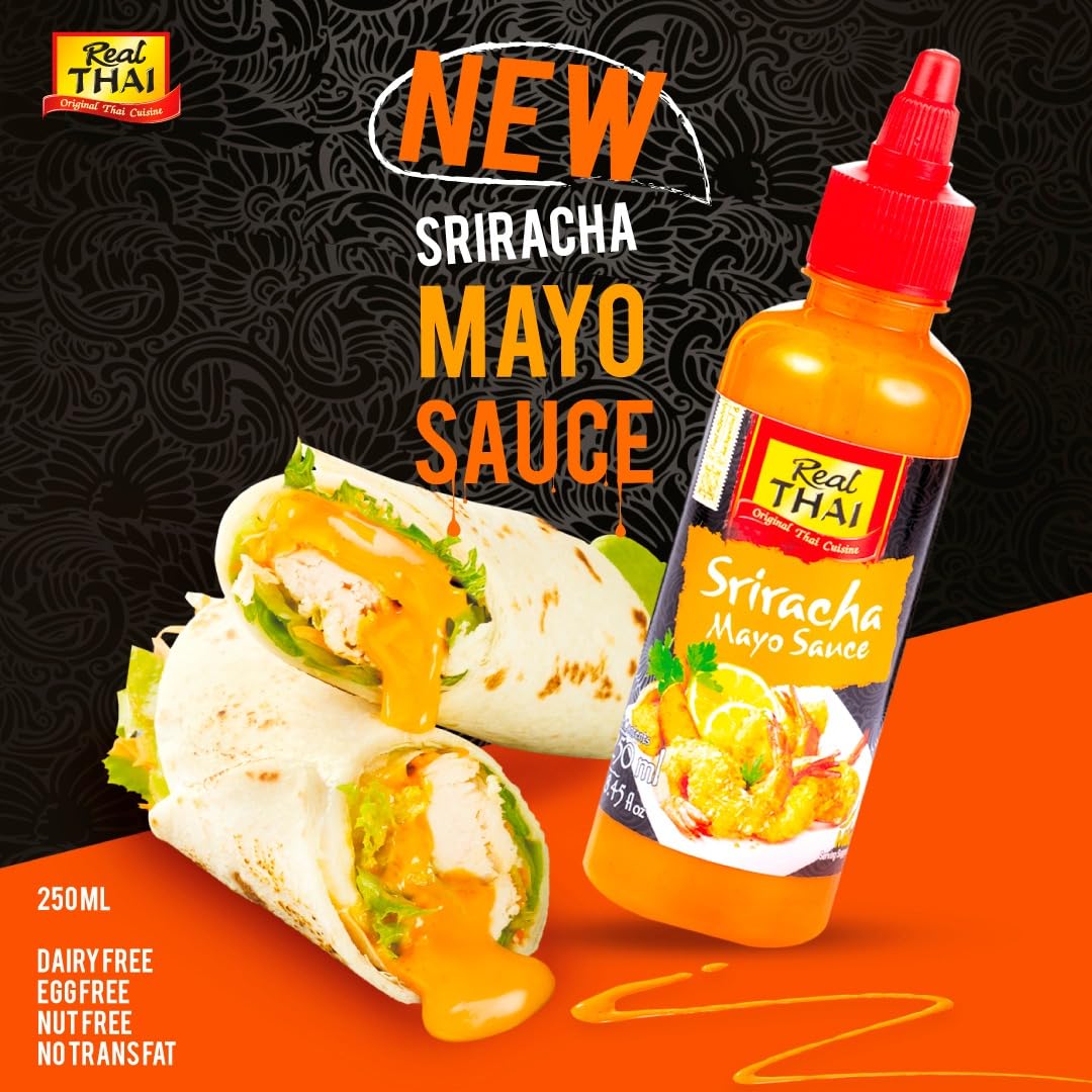 Real THAI Original Thai Cuisine Sriracha Mayo Sauce, 8.45 fl oz ℮ 250 ml ℮ 270 g